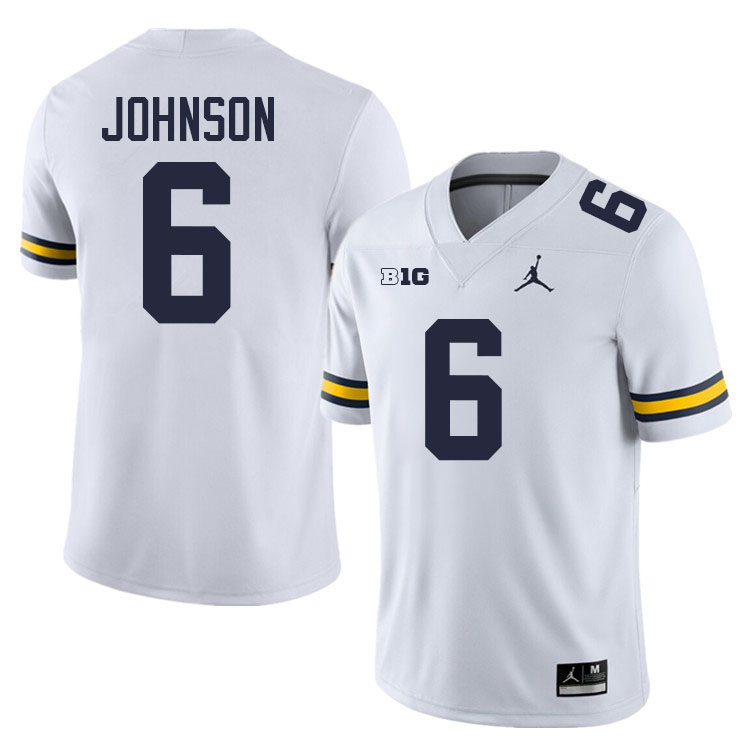 Cornelius Johnson Michigan Jersey,Michigan Wolverines #6 Cornelius Johnson Jersey Youth-White